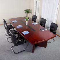 实木油漆大型会议桌  长条桌办公桌 小洽谈桌 简约现代谈判桌子 4米桌+14个