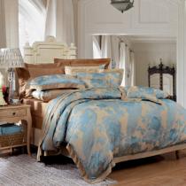 家纺 四件套 套件 高档提花套件 床上用品 南屏雀舞 绿 1.8米(6英尺)床
